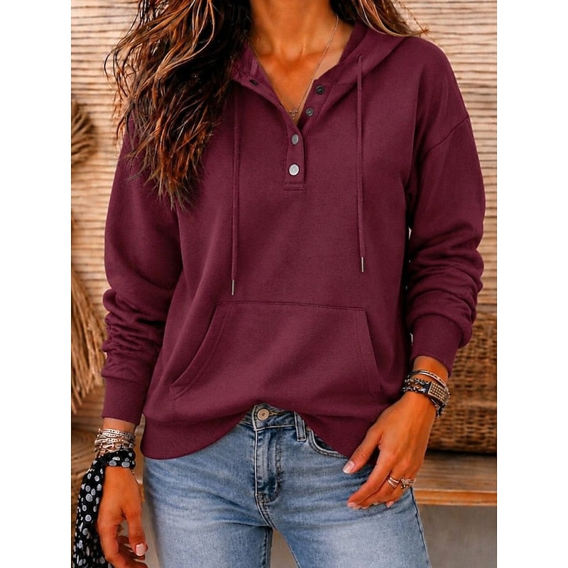 Women’s Hoodie with Hood and Button-Up Collar