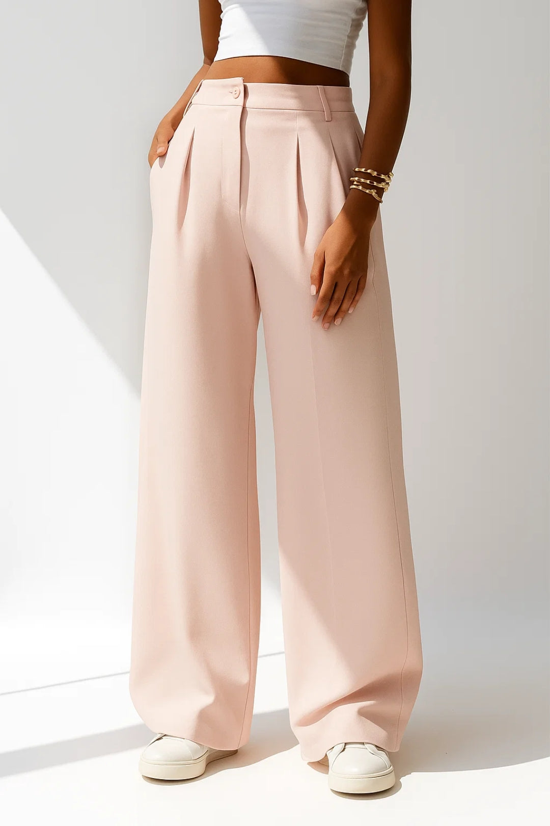 Women's High-Waisted, Wide-Leg, Elegant Pants