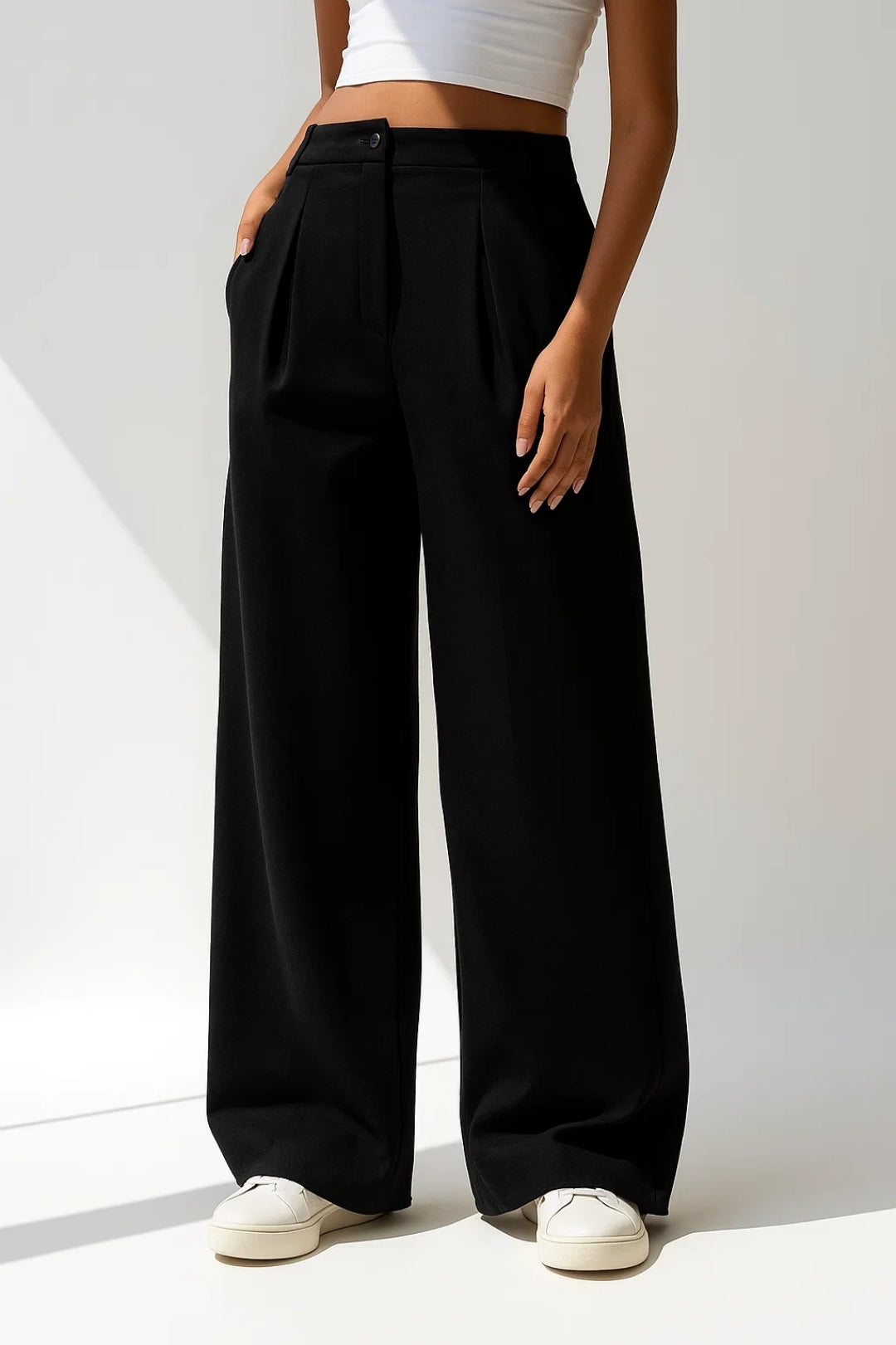 Women's High-Waisted, Wide-Leg, Elegant Pants