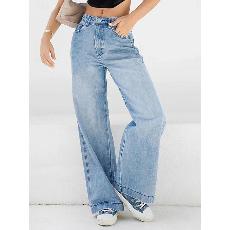 Elegant High Waist Baggy Jeans