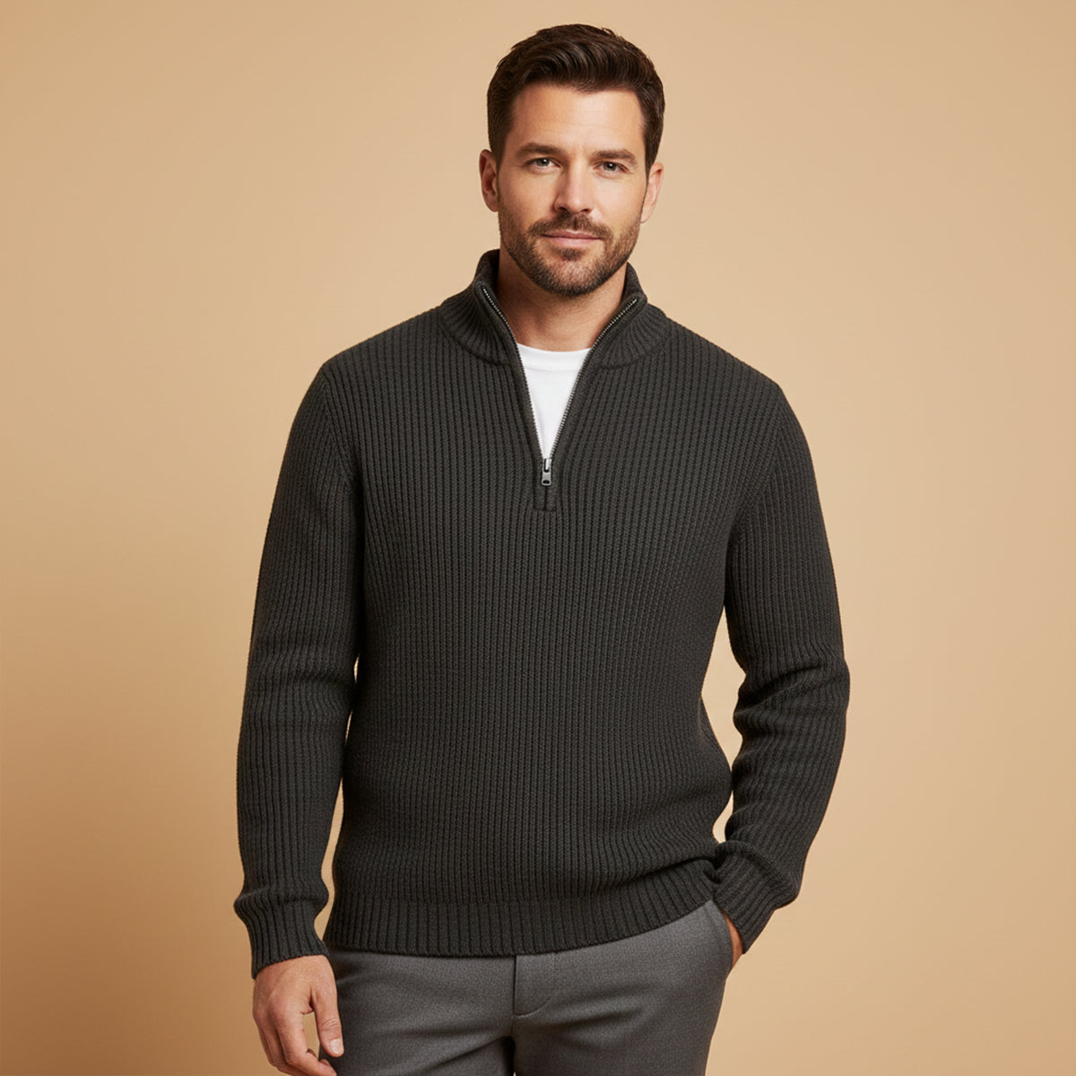 Men’s Ribbed Quarter Zip Sweater