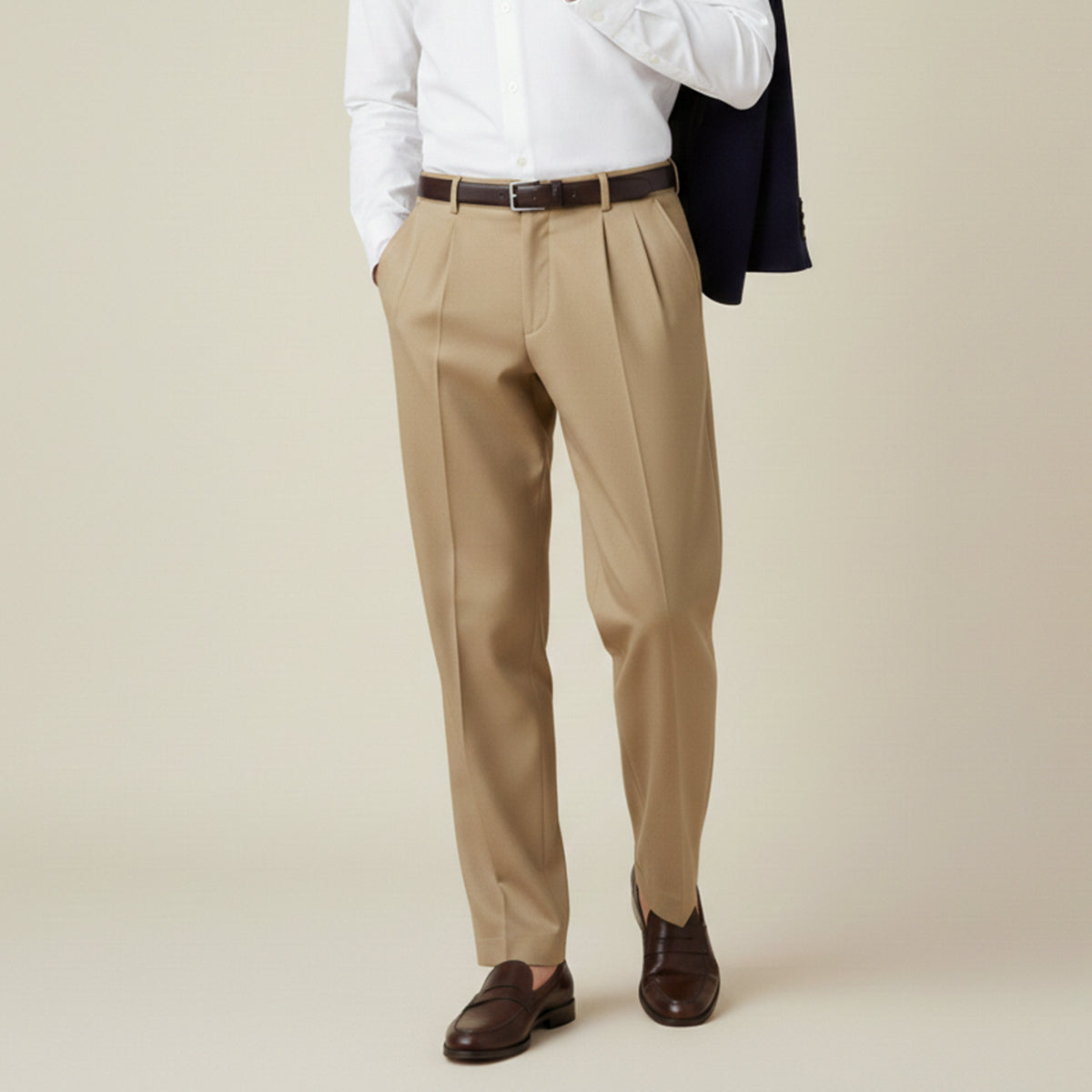 Linen Pants with Elastic Waist and Straight Legs