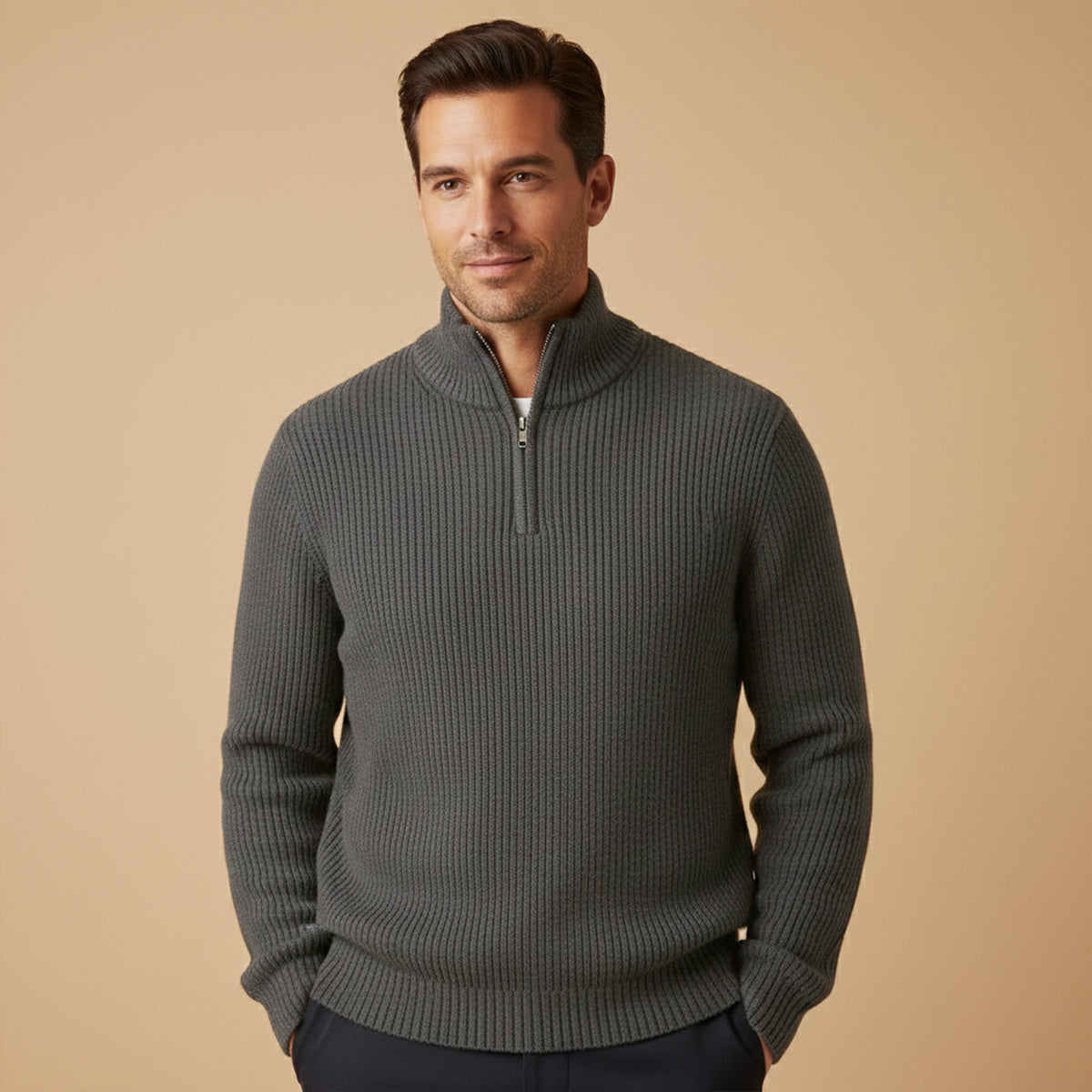 Men’s Ribbed Quarter Zip Sweater