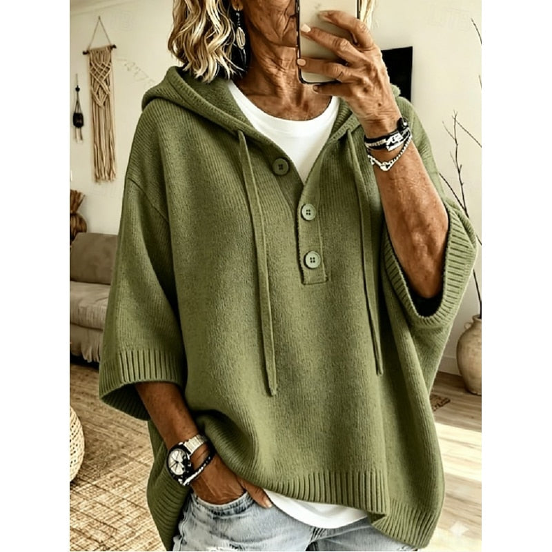 Women’s Hoodie with Hood and Buttoned Collar and Sleeves