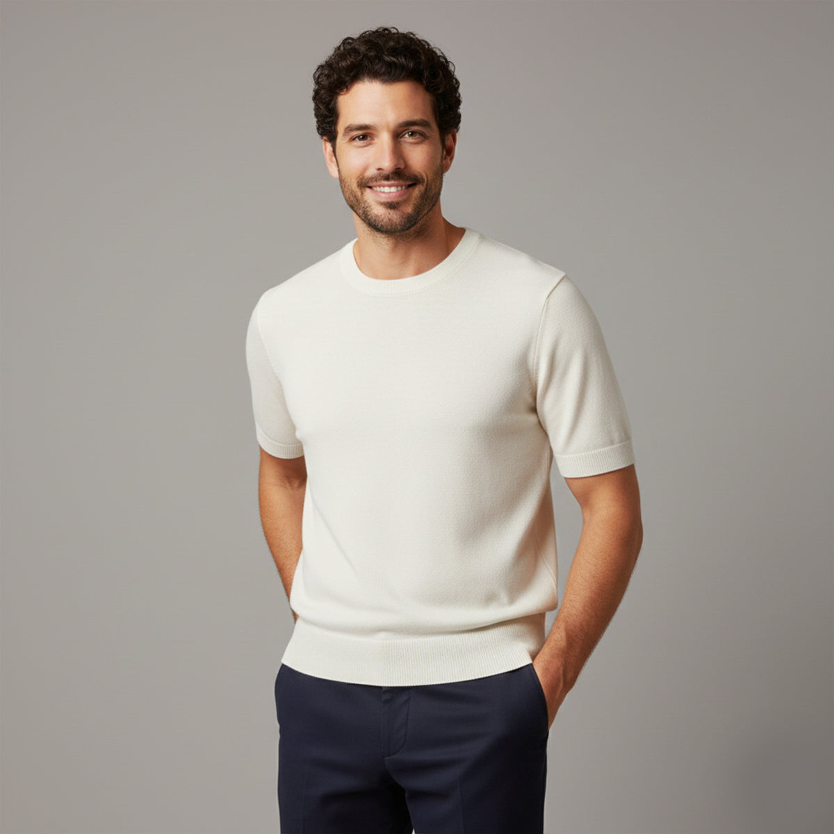 The Evoque Slim Fit Knit T-Shirt for Men