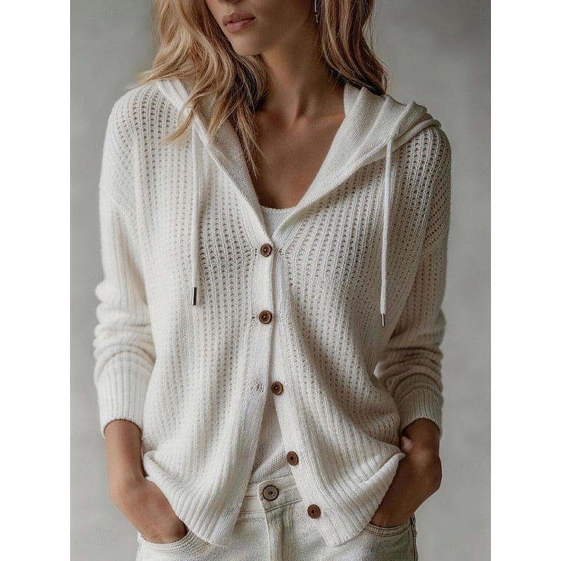 Women's Oversized Hooded Cardigan with a V-Neck