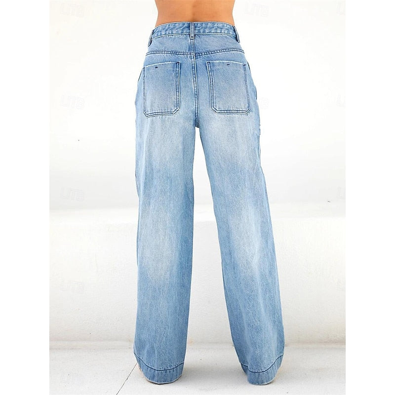 Elegant High Waist Baggy Jeans
