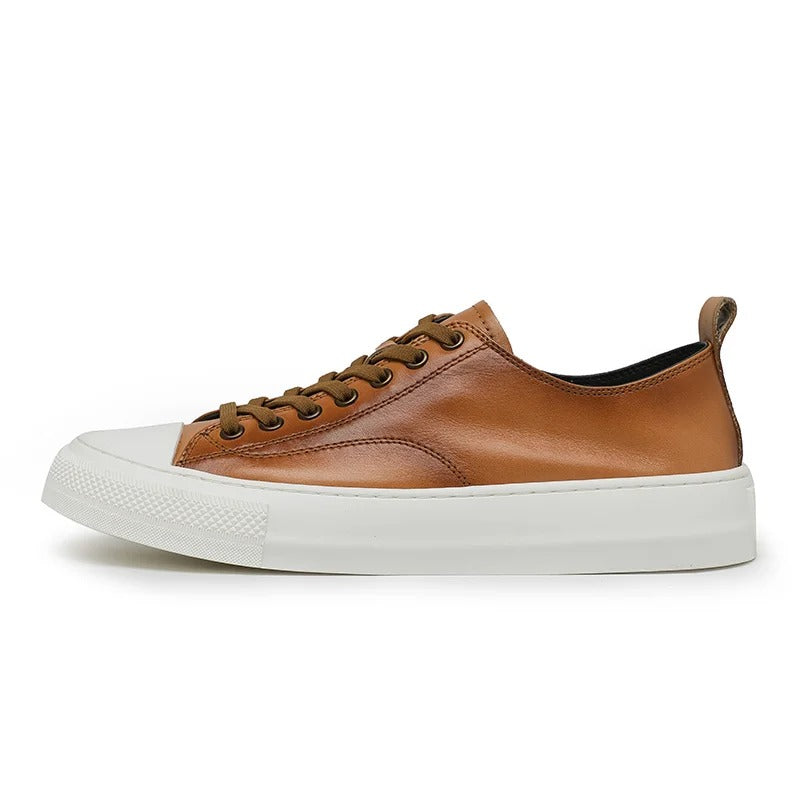 Sneakers Low-Top Slip-On in Genuine Leather with Padded Insole and Arch Support