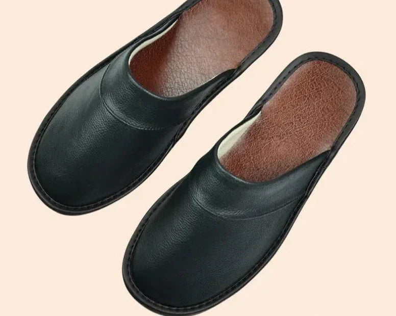 Comfortable Men’s Vegan Leather Slip-On Slippers