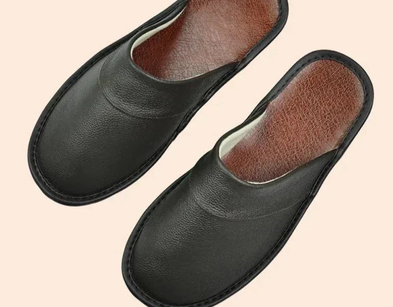Comfortable Men’s Vegan Leather Slip-On Slippers