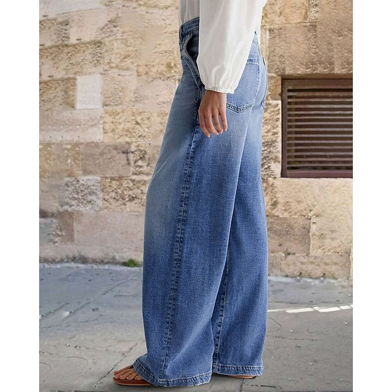 Elegant Mid Rise Baggy Jeans