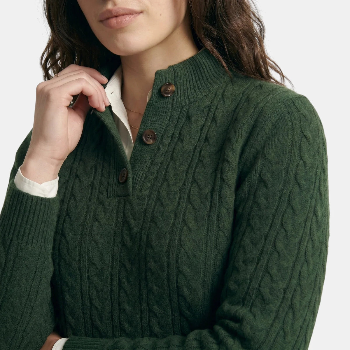 Fall Women's Open Knit Sweater with Band Collar | Knitwear