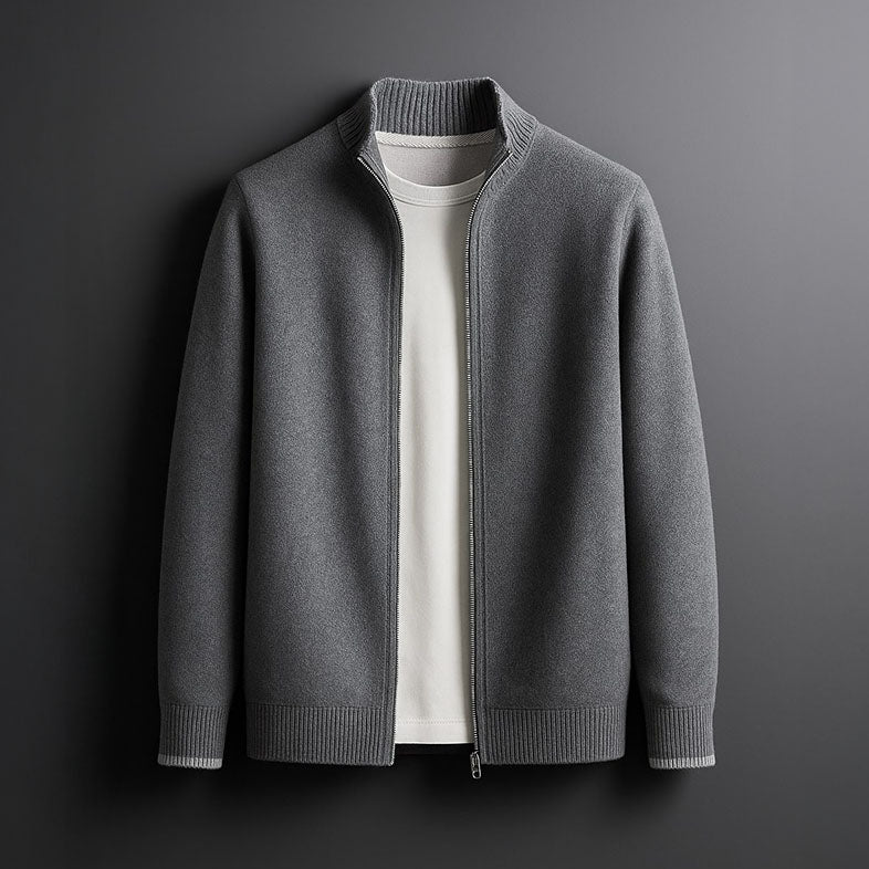 Fall Men's Merino Wool Zip-Up Jacket in Bordeaux | Warm Outerwear