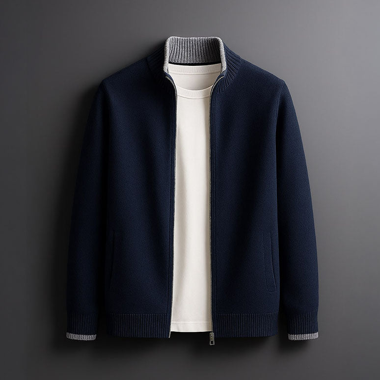 Fall Men's Merino Wool Zip-Up Jacket in Bordeaux | Warm Outerwear