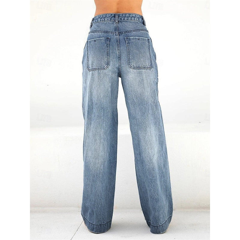 Elegant High Waist Baggy Jeans